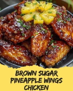 Savory Brown Sugar Pineapple Wings Chicken served with a tangy dipping sauce.