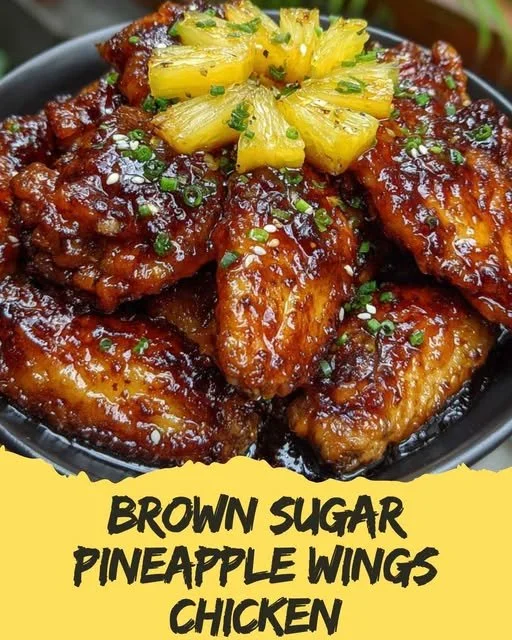 Savory Brown Sugar Pineapple Wings Chicken served with a tangy dipping sauce.
