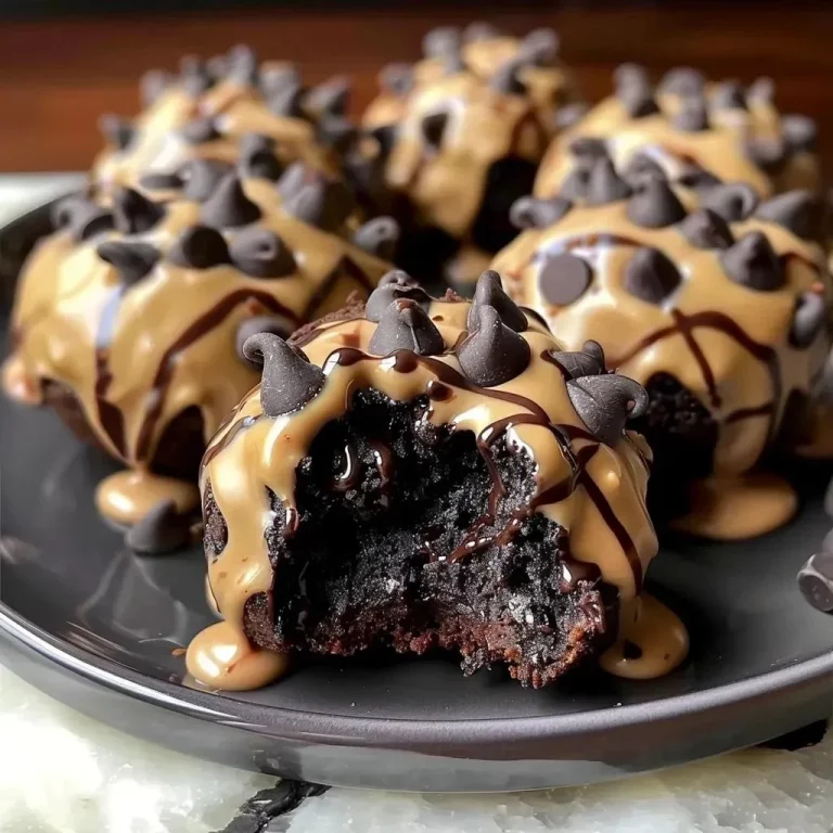 Decadent Brownie Bombs filled with rich chocolate and topped with sprinkles.