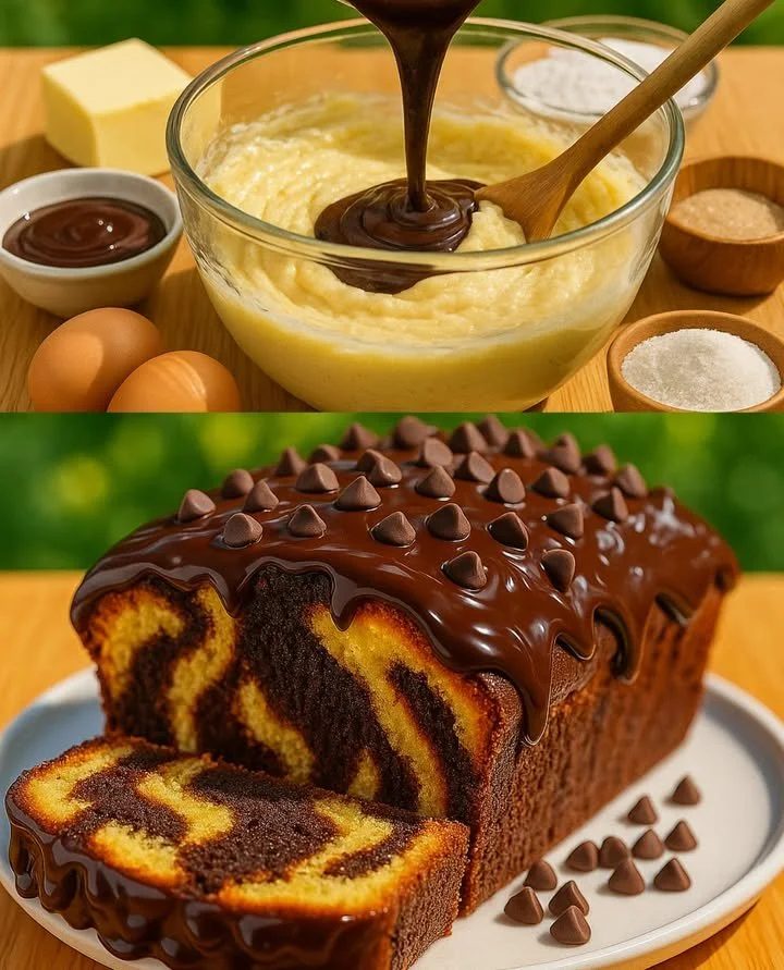 Delicious slice of Chocolate Marble Bread, showcasing swirls of chocolate and vanilla.