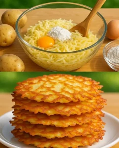 Crispy Polish potato pancakes served with apple sauce and fresh herbs