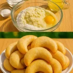 Delicious homemade crescent donuts on a plate, fresh and fluffy.