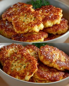 Zucchini rice patties served on a plate with fresh herbs and dipping sauce.