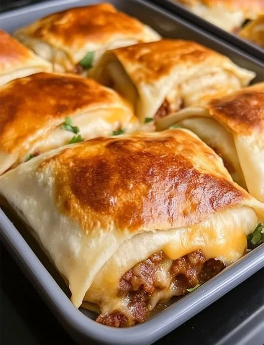 Cheeseburger French Fry Bake topped with melted cheese and crispy french fries