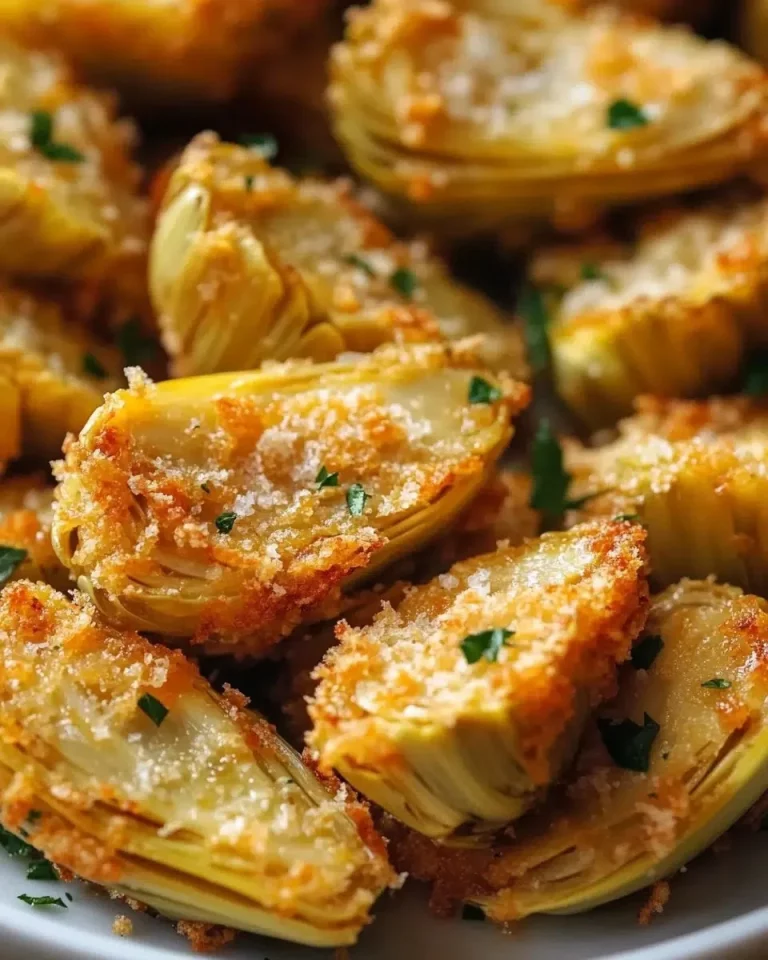 Crispy baked artichoke hearts served as a delicious snack or appetizer