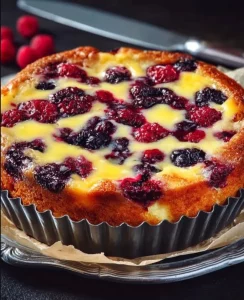 Delicious Forest Fruit Cake topped with fresh fruits and a rich icing