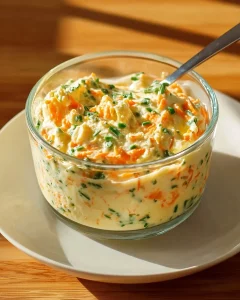 Delicious fresh cheese spread served with crackers and herbs.