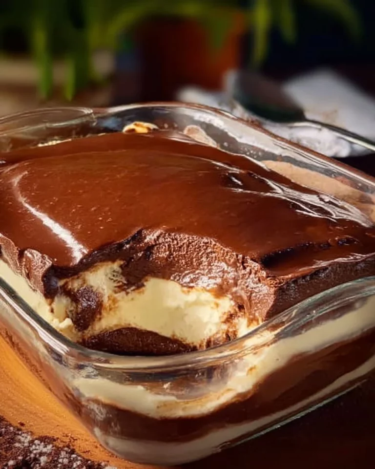 Delicious layered chocolate dessert with rich chocolate cream and toppings