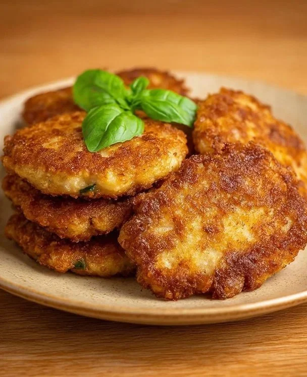 Deliciously crispy rye bread fritters served with a dipping sauce.