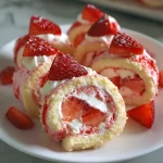 Strawberry Cheesecake Roll-Ups rolled with cream cheese and fresh strawberries