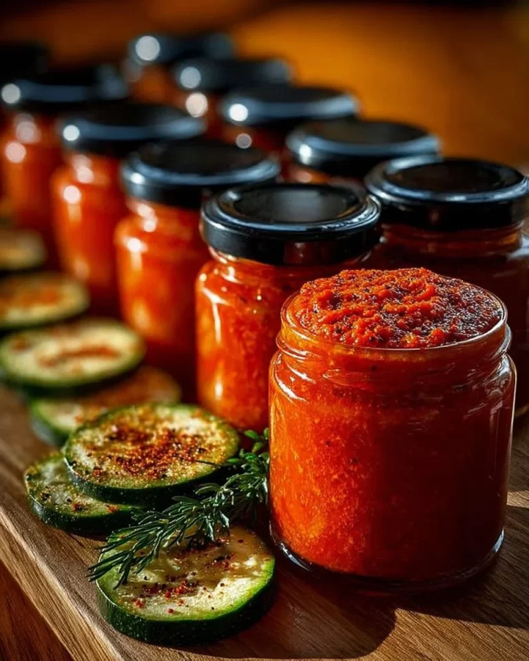 Thick zucchini ketchup with chili and coriander served in a jar