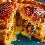 Vegetable and Brie Tart with colorful vegetables baked in a flaky crust