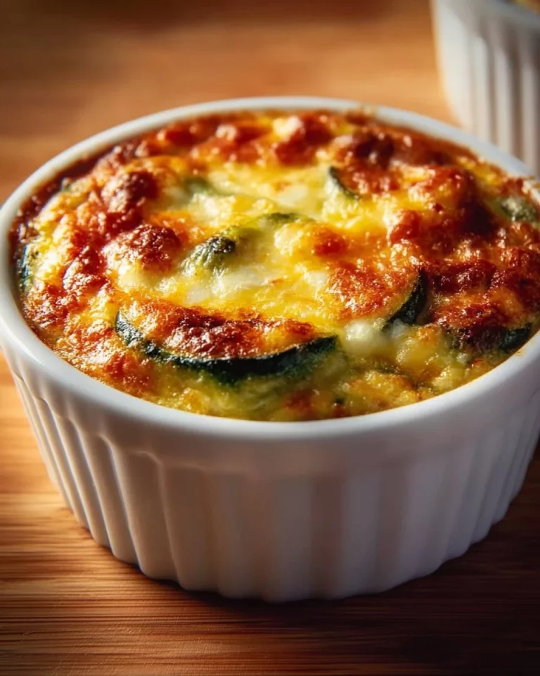 Zucchini and cheese ramekins baked to perfection, a delicious, healthy dish.