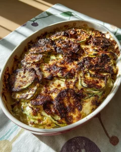 Zucchini lasagna layered with wild garlic pesto and fresh ingredients