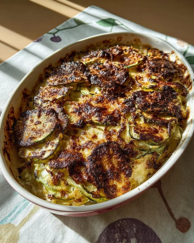 Zucchini lasagna layered with wild garlic pesto and fresh ingredients